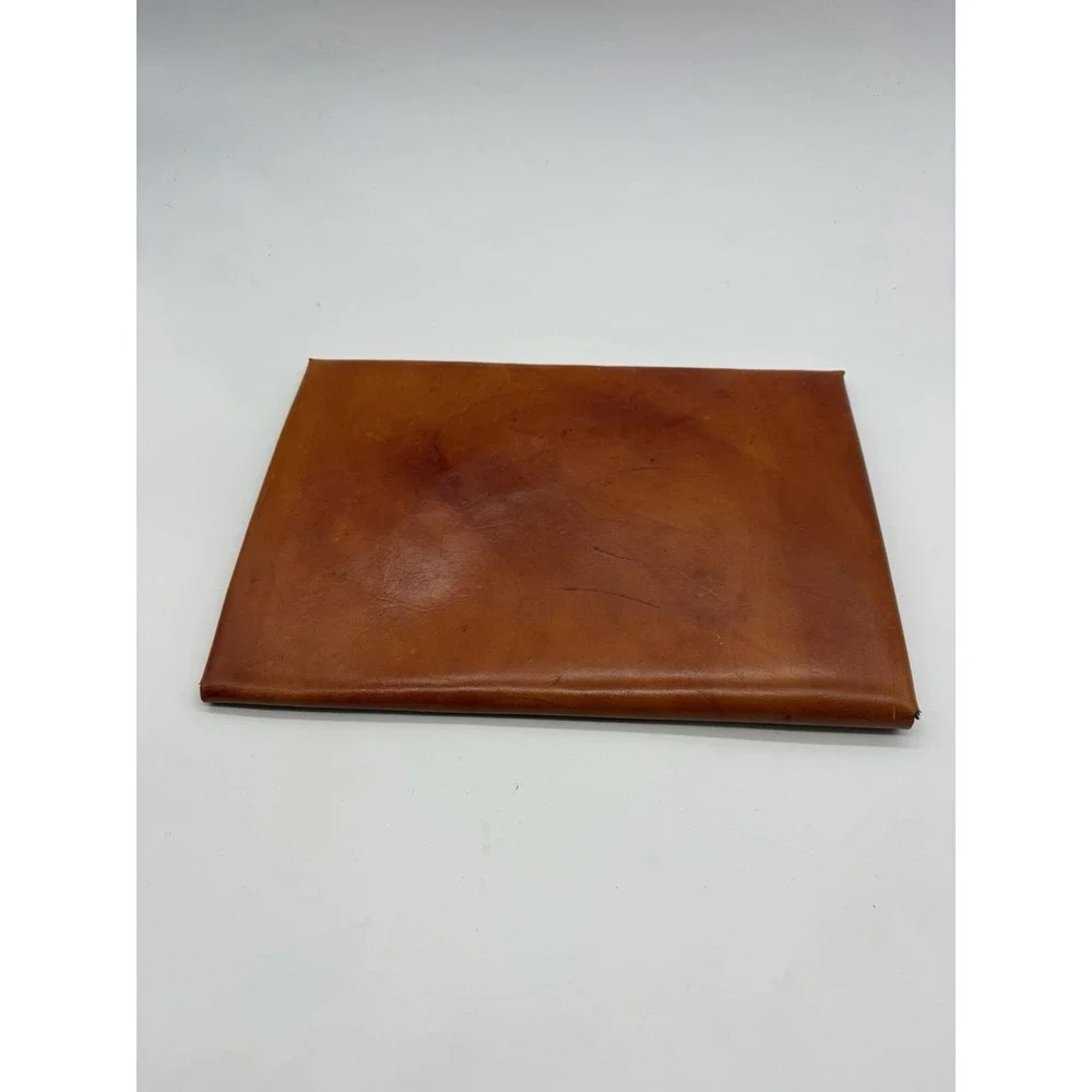 Vintage Handmade Full Grain Tan Leather Sleeve Envelope Case Clutch Pouch